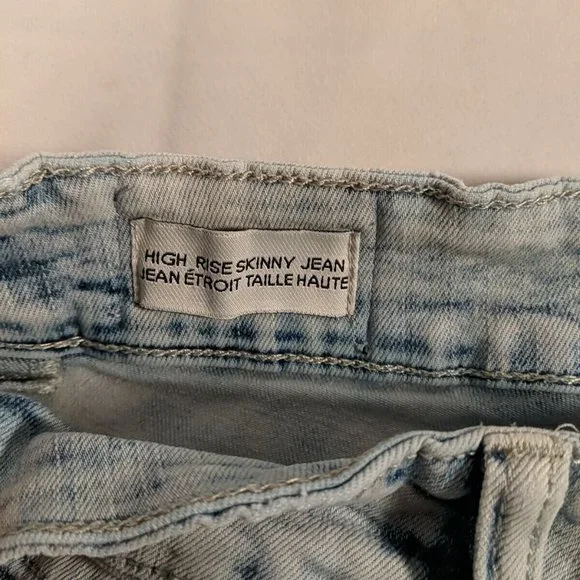 Jeaniologie Acid Wash Blue Denim High Rise Skinny Jeans Distressed Women's 14 - Picture 13 of 16